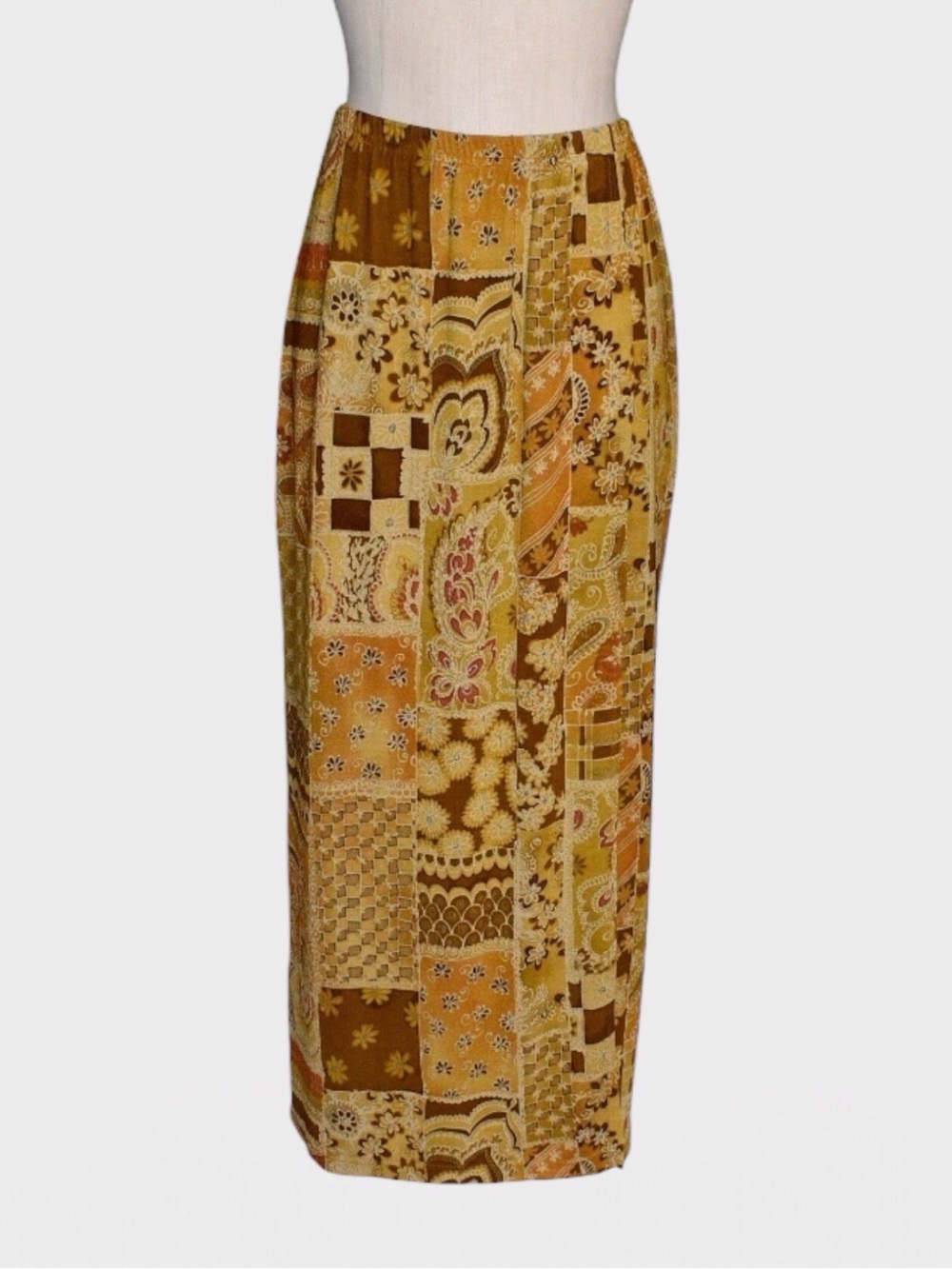Coldwater Creek‎ Faux Wrap Patchwork Maxi Skirt